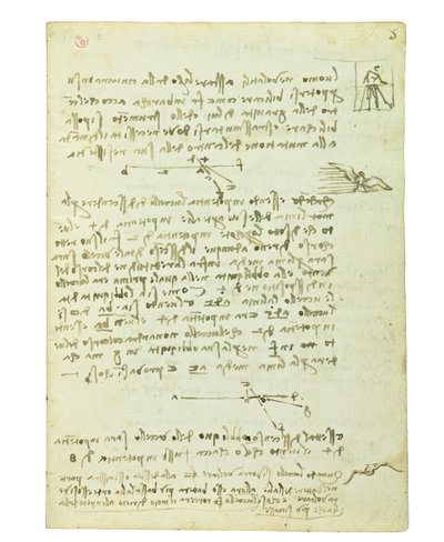 Códice sobre el vuelo de los pájaros, Folio 5 recto de Leonardo da Vinci